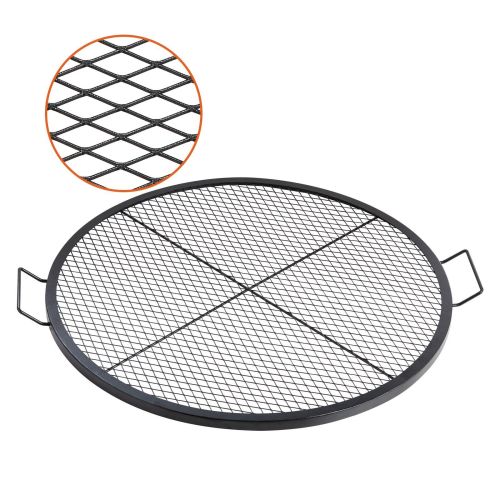 VEVOR X-Marks Fire Pit Grill Grate, Round Cooking Grate, Heavy Duty Steel Campfire BBQ Grill Grid with Handle and Support X Wire, Portable Camping Coo