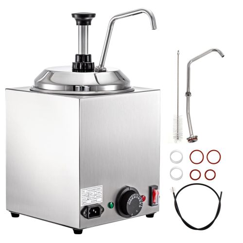 VEVOR Cheese Dispenser with Pump, 2.6Qt Capacity Nacho Cheese Warmer with Pump, 650W Hot Fudge Warmer, Stainless Steel Hot Cheese Dispenser for Hot Fu