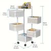 Rotating Kitchen Storage Shelf 5 Tier, Metal Fruit Vegetable Storage Basket Multi-Layer Vegetable Rack Storage Trolley on Wheels, Floor-Standing Baske