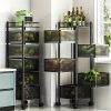 Rotating Kitchen Storage Shelf 5 Tier, Metal Fruit Vegetable Storage Basket Multi-Layer Vegetable Rack Storage Trolley on Wheels, Floor-Standing Baske